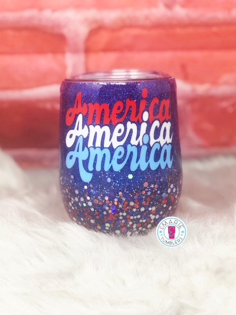 America Glitter Tumbler