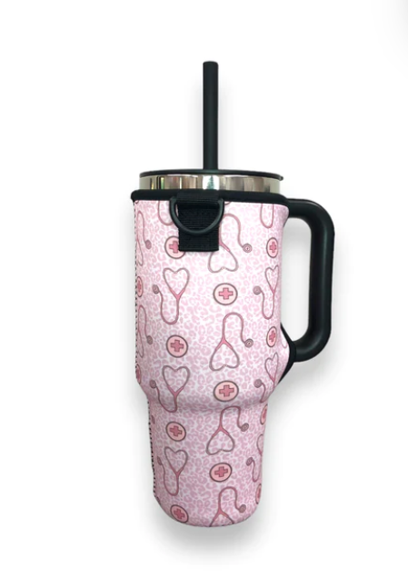 Stethoscope tumbler sleeve with carrying strap