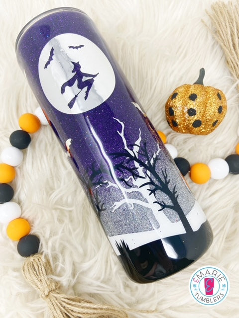 Halloween Witchy Sky Glitter Tumbler