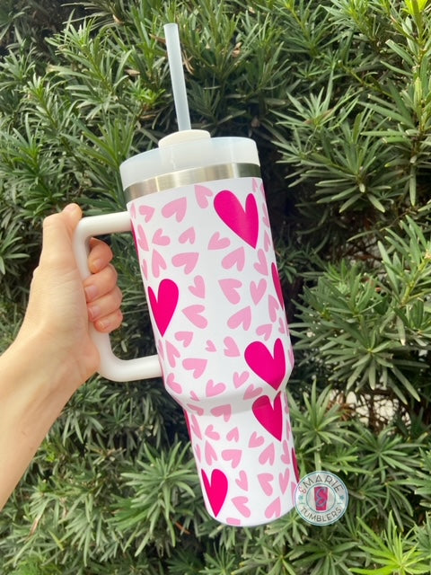 40oz Heart Valentine tumbler with handle