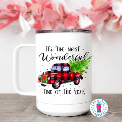 Most Wonderful Time of The Year-Red Truck Sublimation Tumbler