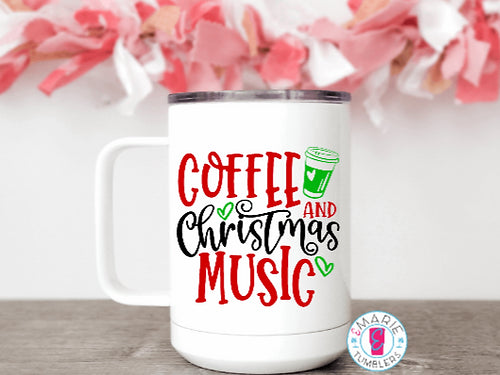 Coffee and Christmas Music Sublimation Tumblers