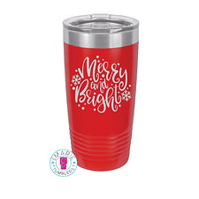 Merry and Bright Laser Engraved Tumbler